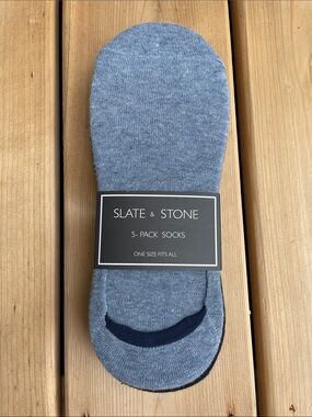 Slate & Stone No-Show Socks in Heather Gray with Navy Accent